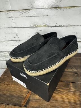 Coach Reilly Espadrille Flats Black Denim Men's Size 9 NIB
